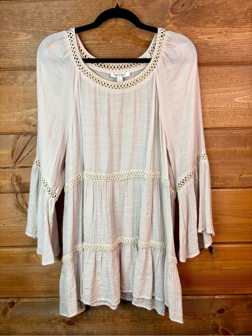 Spense Cream Crochet-Trim Peasant Tunic Top Size Large 💕